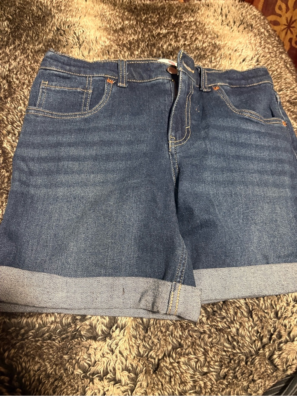 Levi's Dark Blue Rolled-Hem Denim Shorts